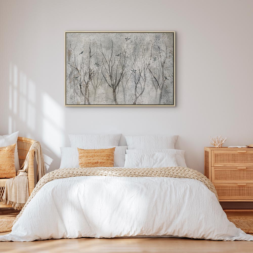 Winter Birds Forest Landscape Canvas Print