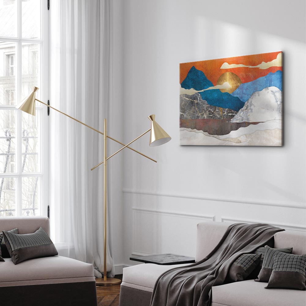 Mountain Lake Clouds Landscape Canvas Print