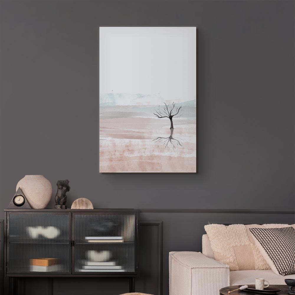 Watercolor Forest Landscape Vertical Canvas Print