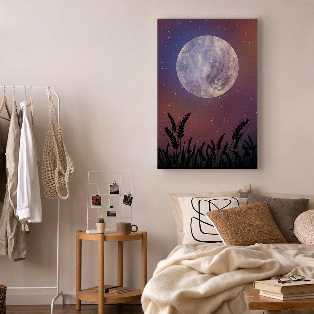 Starry Country Night Sky Landscape Canvas Print