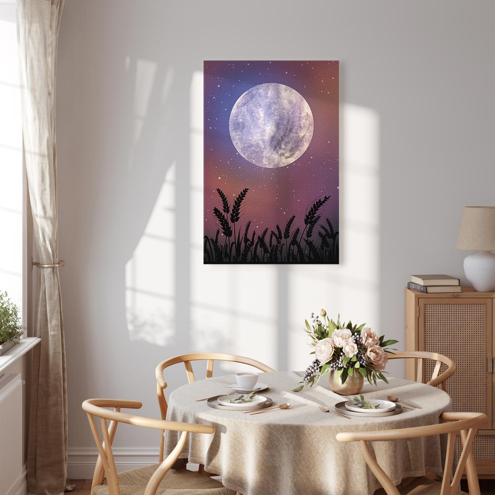 Starry Country Night Sky Landscape Canvas Print