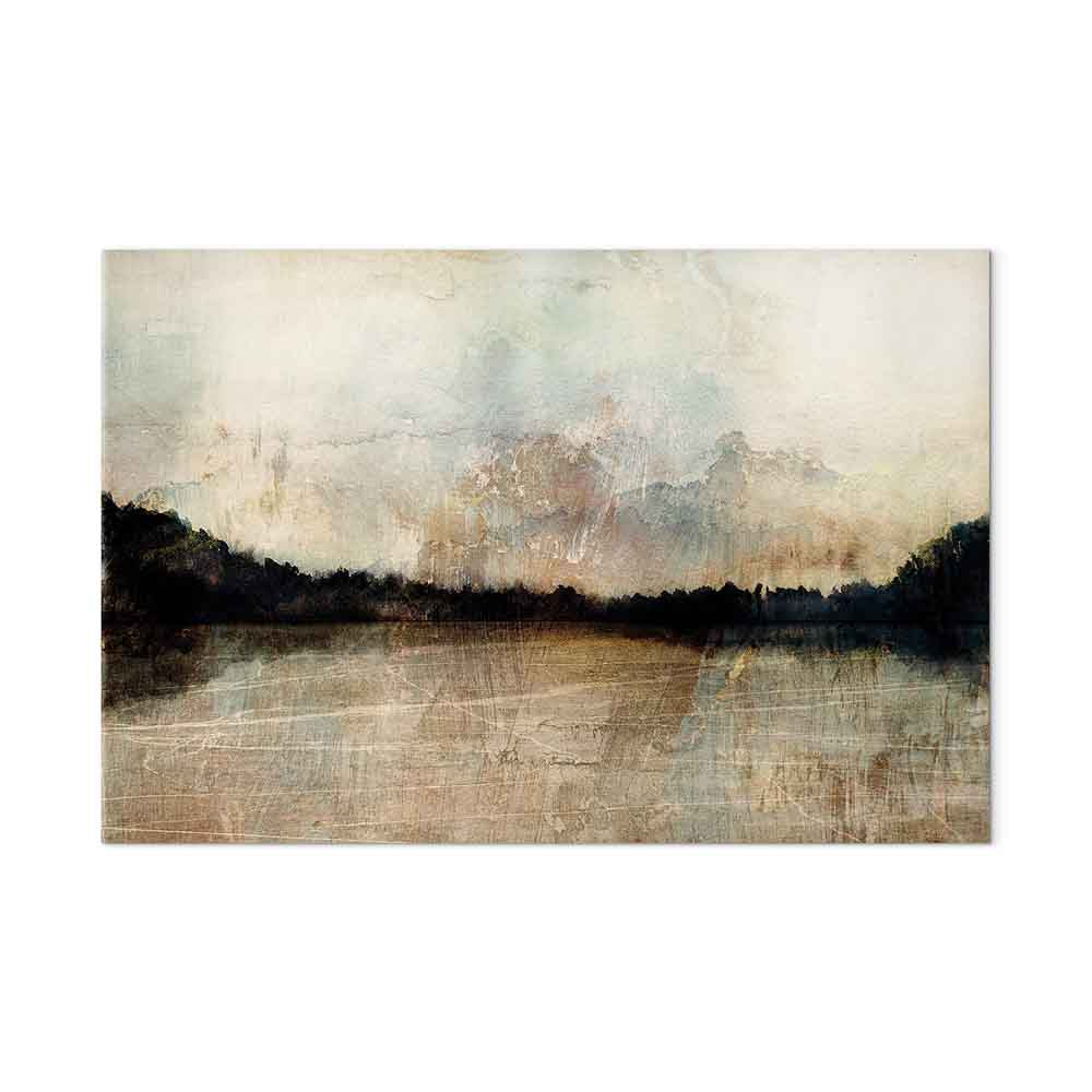 Sepia Lake Trees Landscape Canvas Print