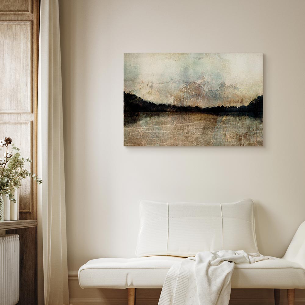 Sepia Lake Trees Landscape Canvas Print