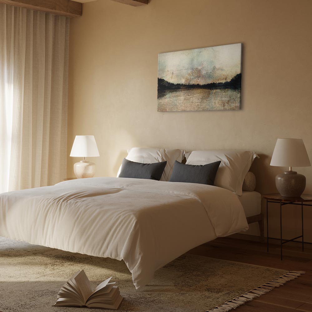 Sepia Lake Trees Landscape Canvas Print