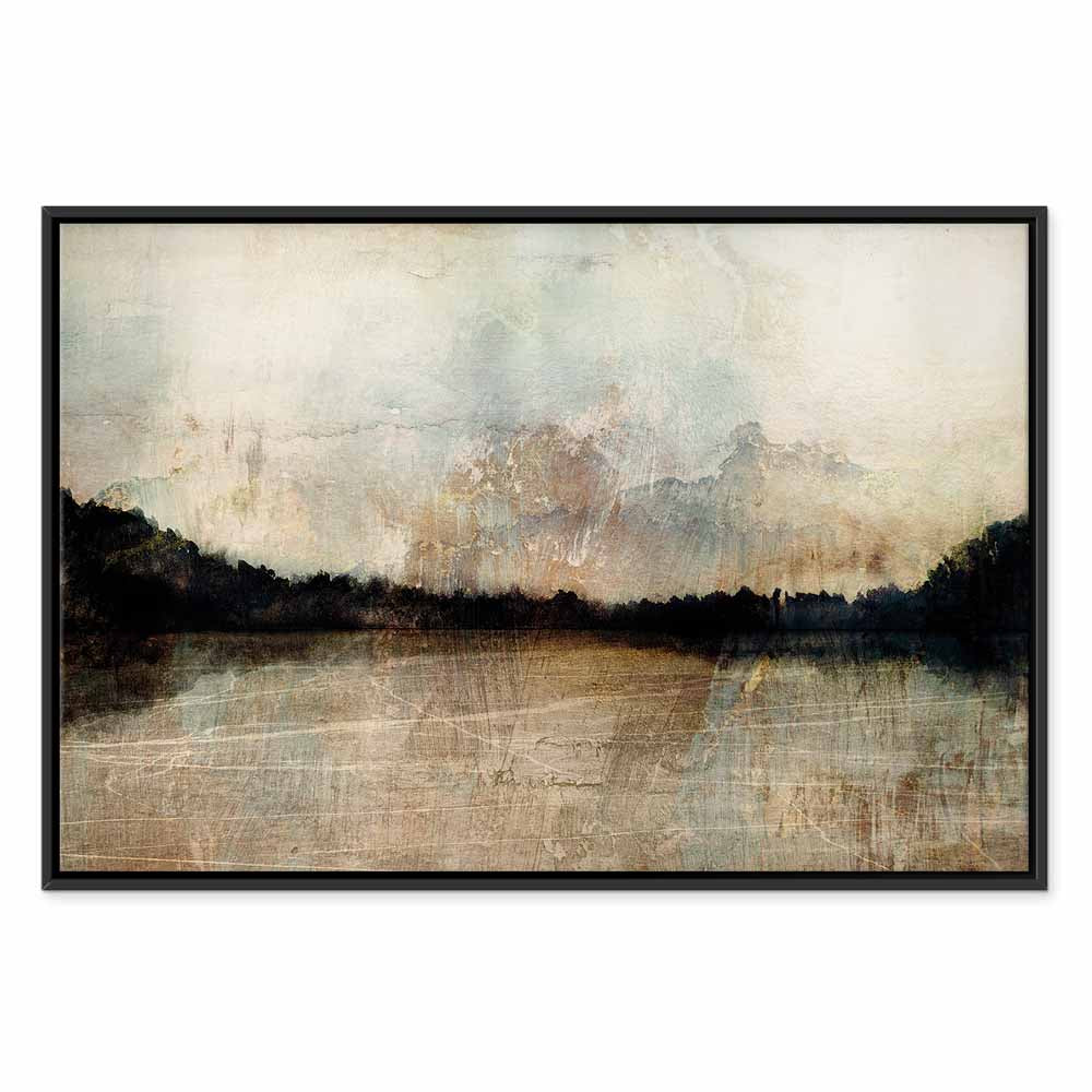 Sepia Lake Trees Landscape Canvas Print