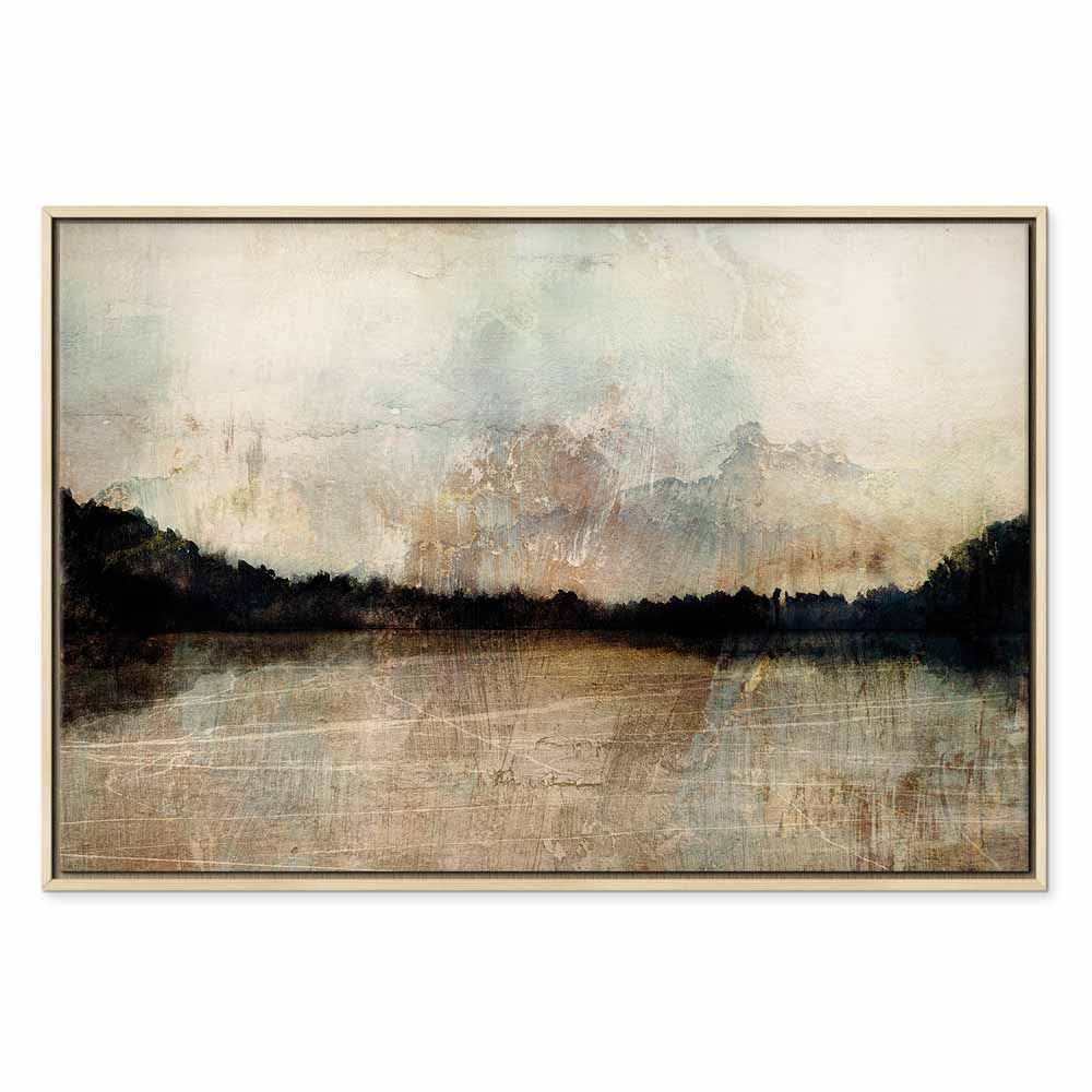 Sepia Lake Trees Landscape Canvas Print