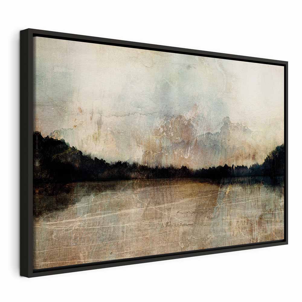Sepia Lake Trees Landscape Canvas Print