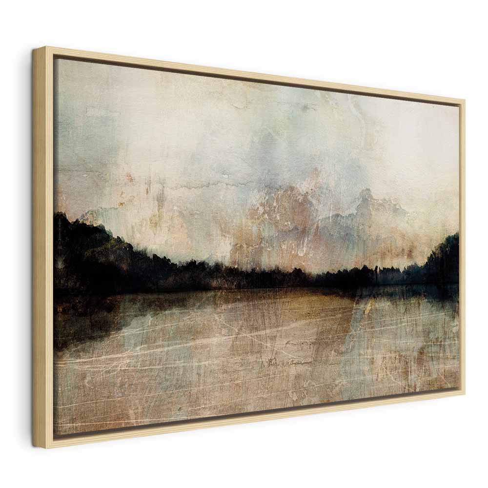 Sepia Lake Trees Landscape Canvas Print