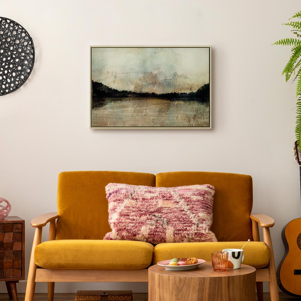 Sepia Lake Trees Landscape Canvas Print