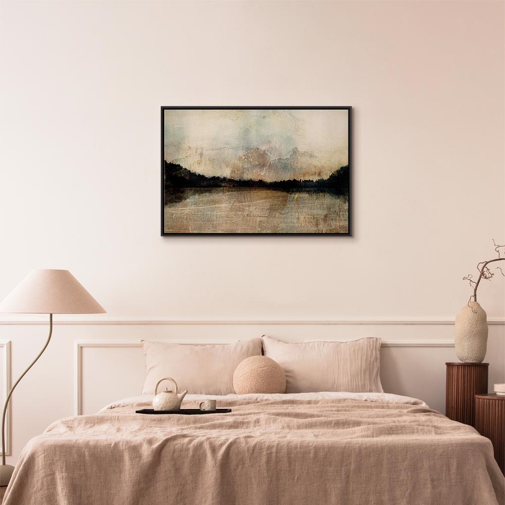 Sepia Lake Trees Landscape Canvas Print