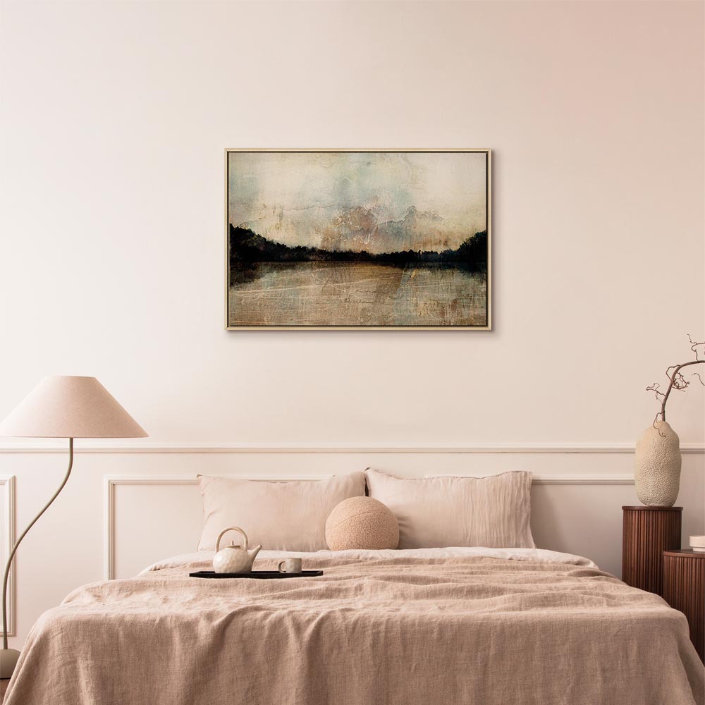 Sepia Lake Trees Landscape Canvas Print