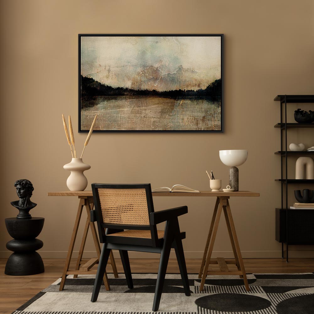 Sepia Lake Trees Landscape Canvas Print