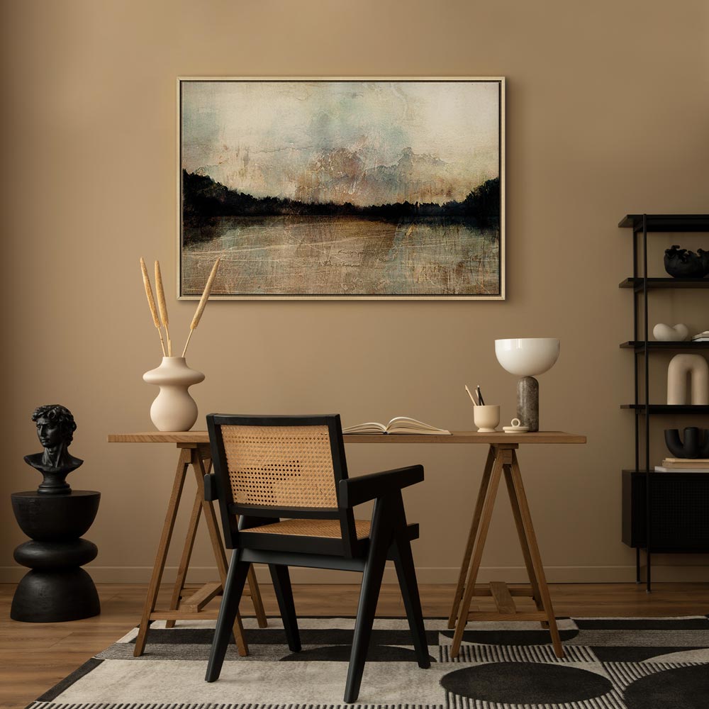 Sepia Lake Trees Landscape Canvas Print