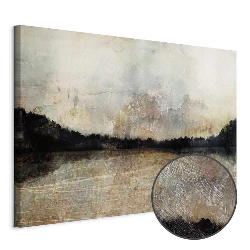 Sepia Lake Trees Landscape Canvas Print