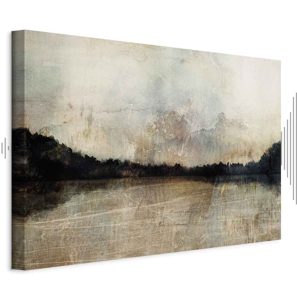 Sepia Lake Trees Landscape Canvas Print