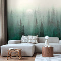 Misty Green Forest Aerial Landscape Wall Mural