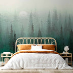 Misty Green Forest Aerial Landscape Wall Mural