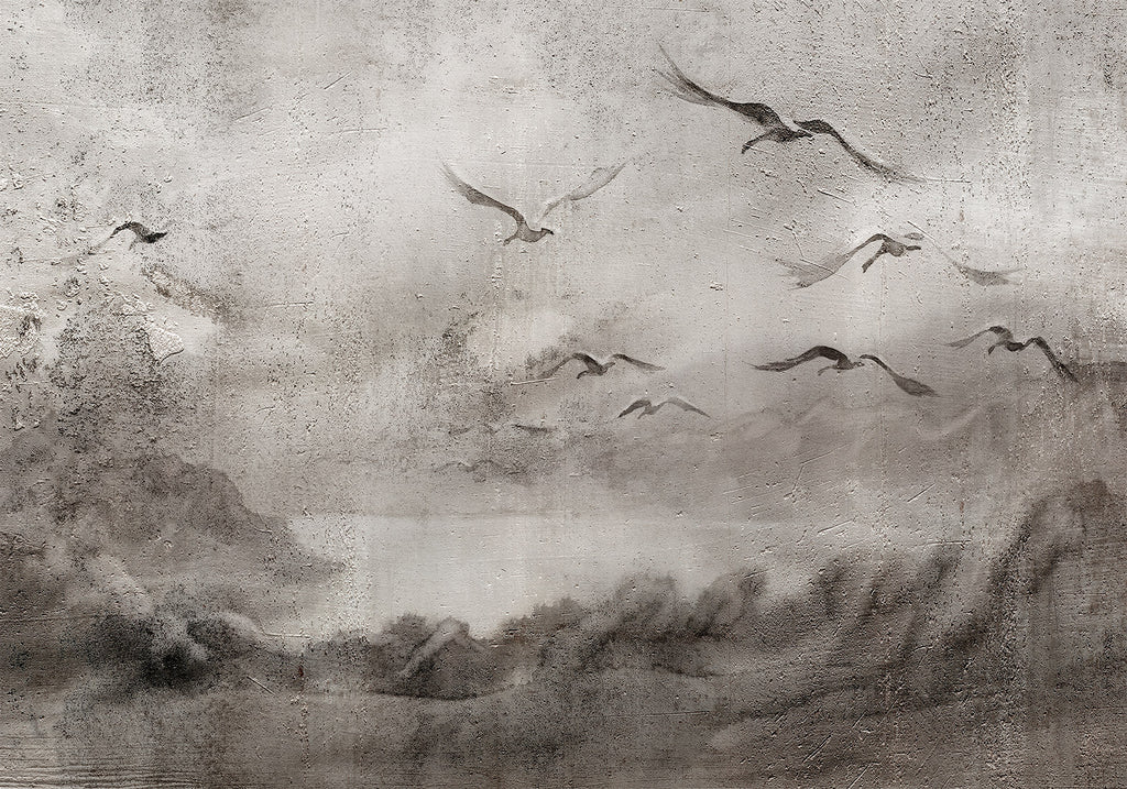 Wall Mural - Swan Flight in Abstract Landscape