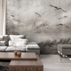 Wall Mural - Swan Flight in Abstract Landscape
