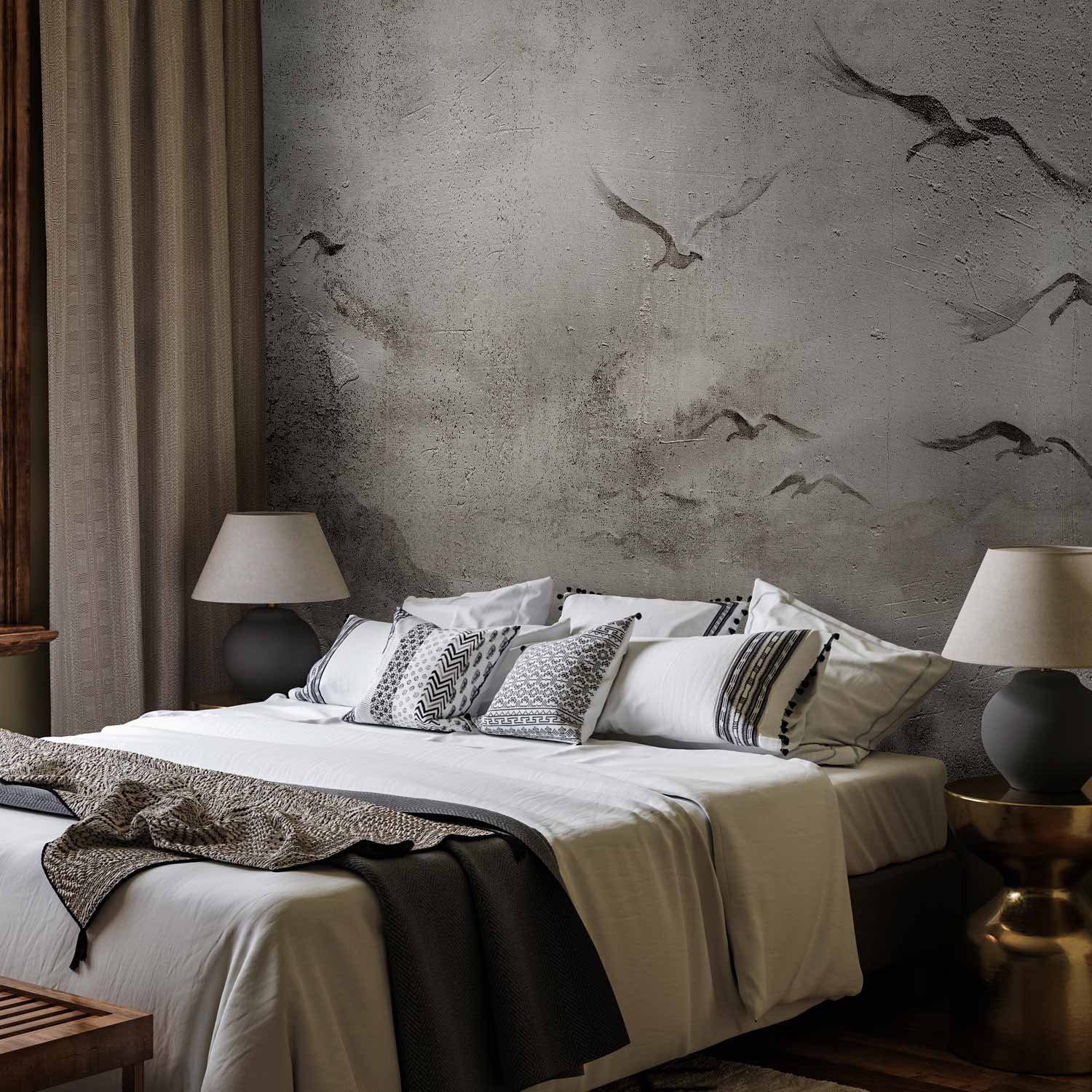 Abstract Swan Flight Lake Landscape Wall Mural