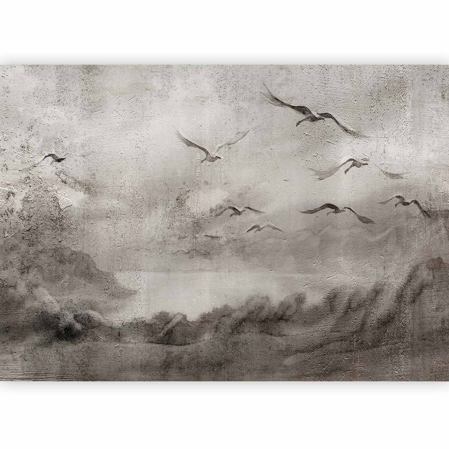 Wall Mural - Swan Flight in Abstract Landscape