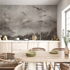 Wall Mural - Swan Flight in Abstract Landscape