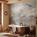 Abstract Swan Flight Lake Landscape Wall Mural