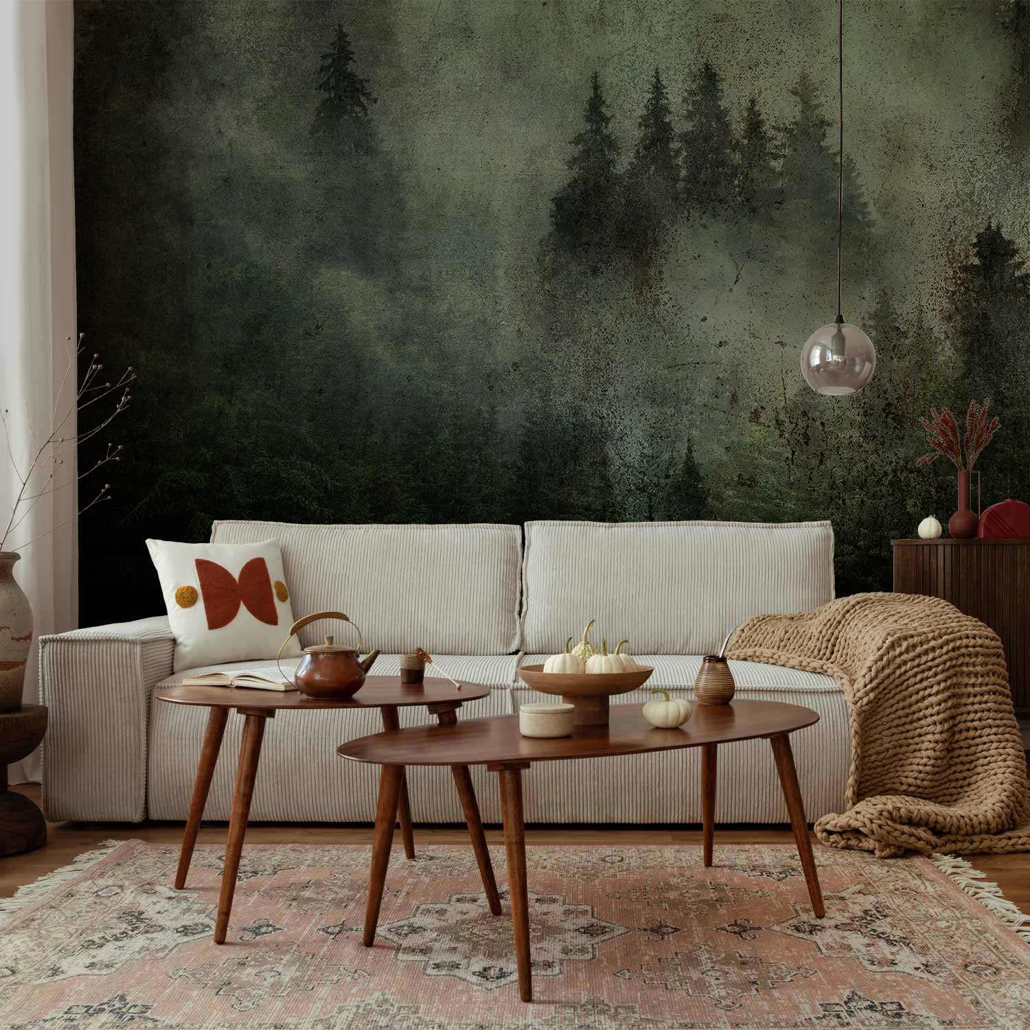 Wall Mural Misty Forest Landscape