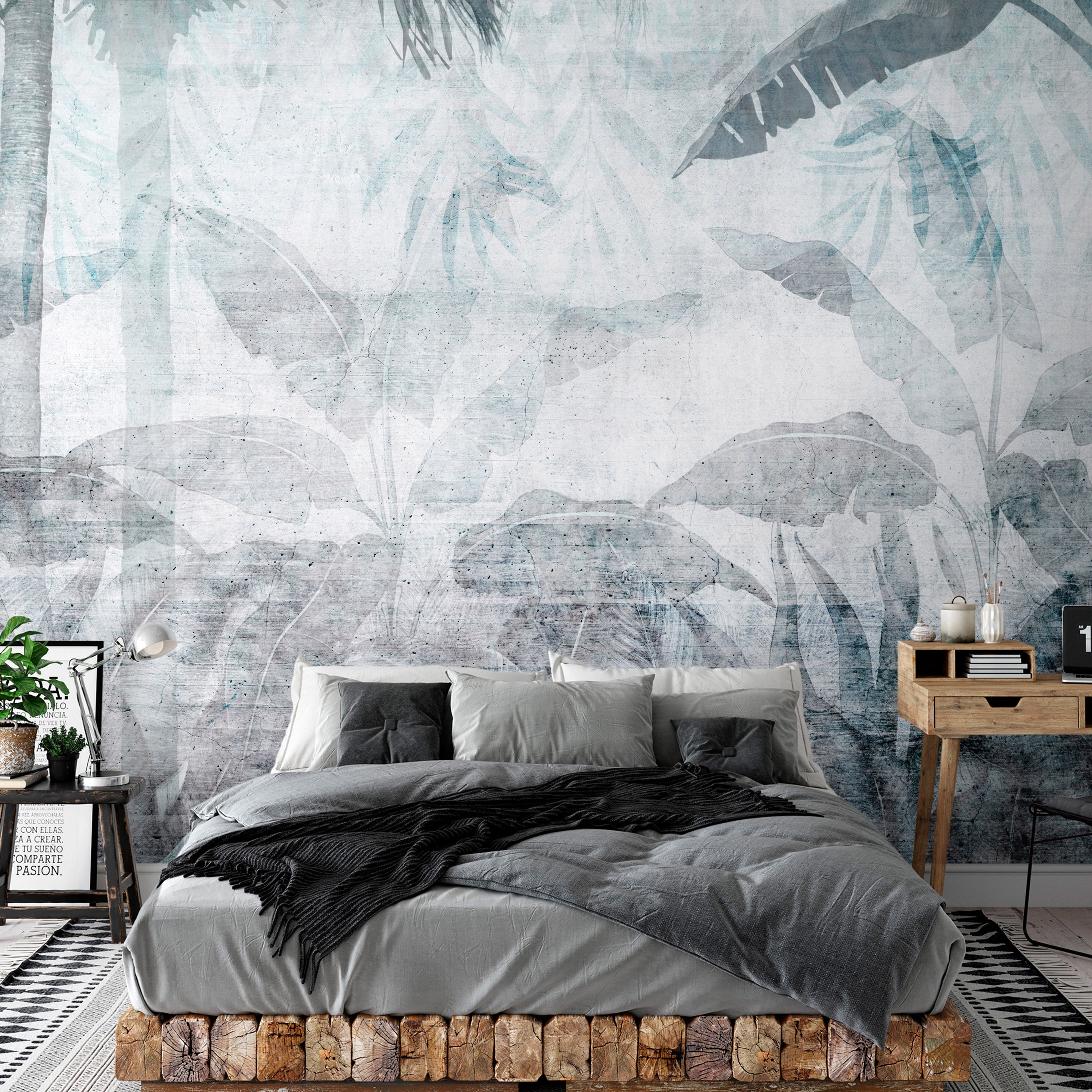 Wall Mural: Vanishing Jungle in Blue Tones