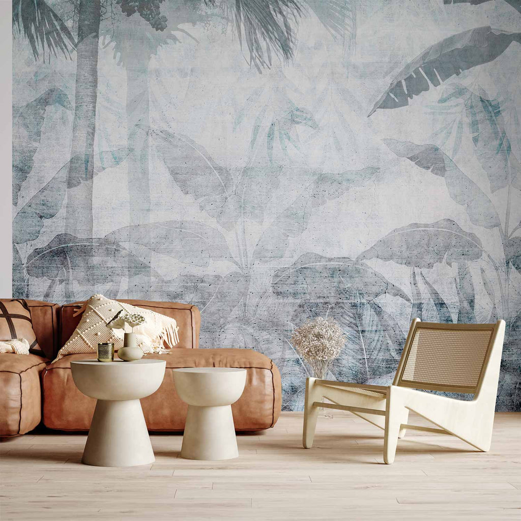 Wall Mural: Vanishing Jungle in Blue Tones
