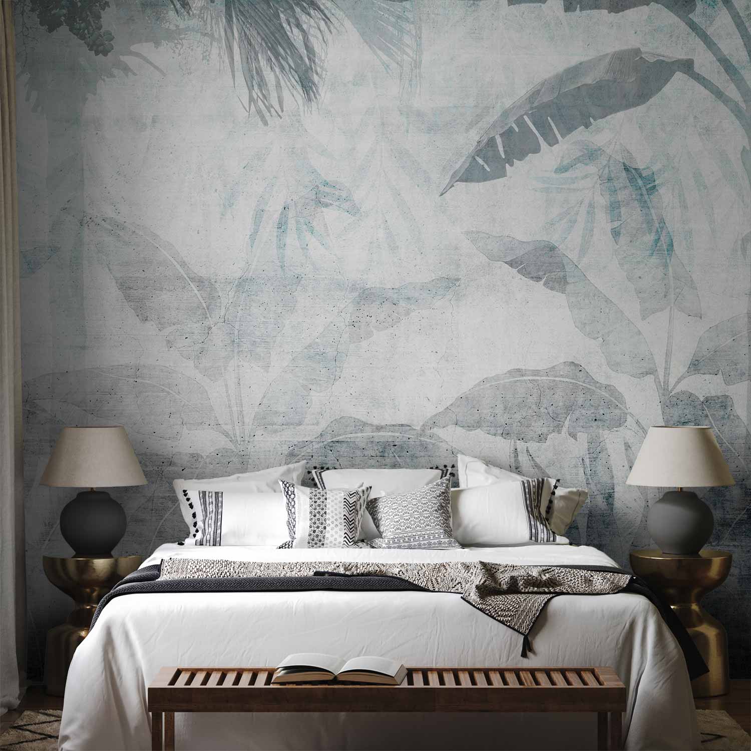 Blue Vanishing Jungle Landscape Wall Mural