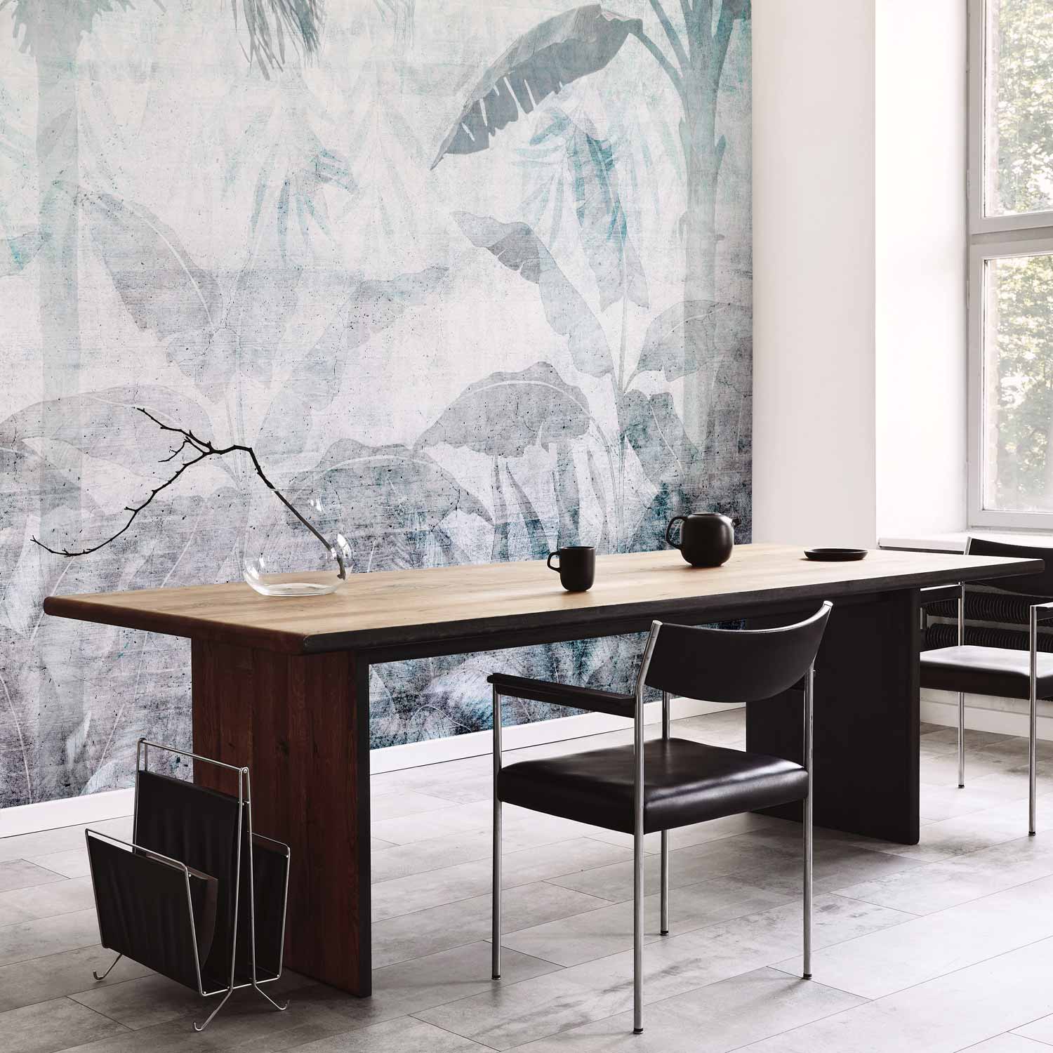 Blue Vanishing Jungle Landscape Wall Mural