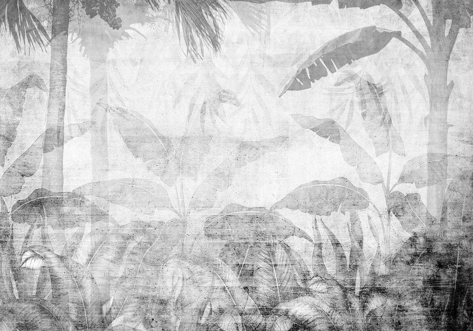Wall Mural - Vanishing Jungle: Leaves in Grey