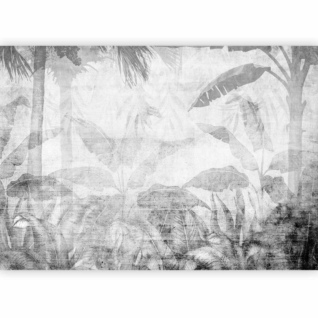 Wall Mural - Vanishing Jungle: Leaves in Grey