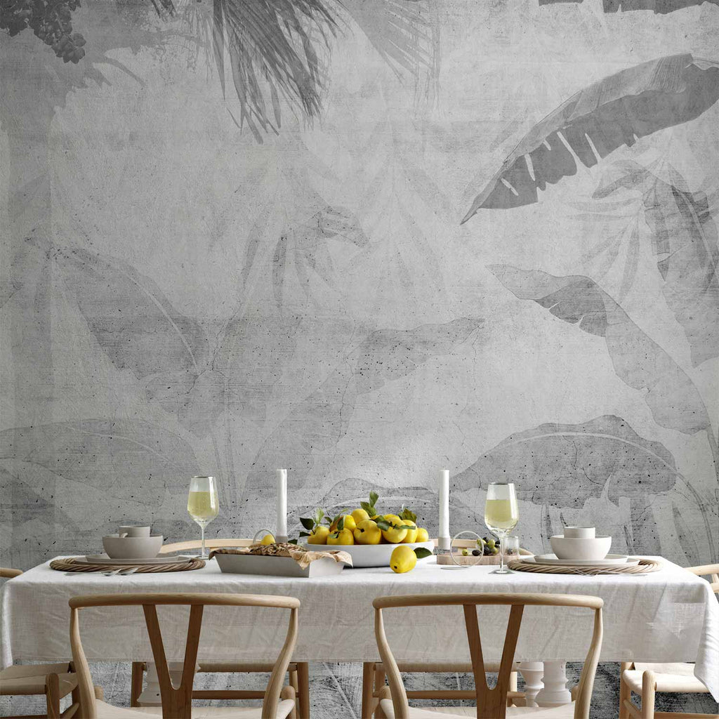 Grey Vanishing Jungle Landscape Wall Mural