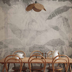 Wall Mural - Vanishing Jungle: Leaves in Grey