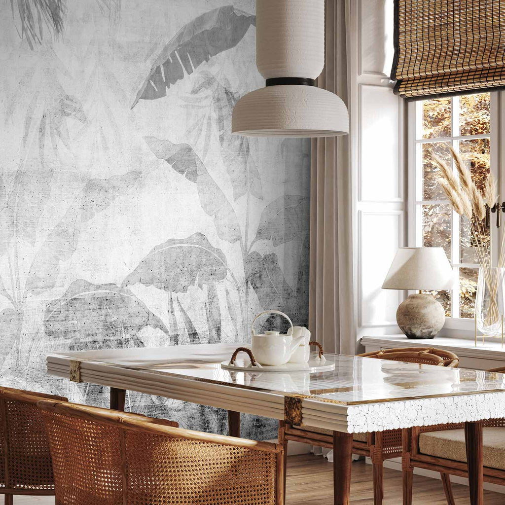 Grey Vanishing Jungle Landscape Wall Mural