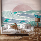 Japanese Fish Wave Wall Mural