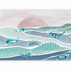 Japanese Fish Wave Wall Mural