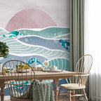 Japanese Fish Wave Wall Mural