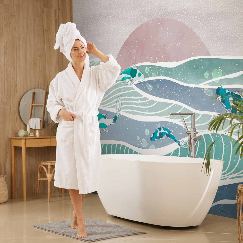 Japanese Fish Wave Wall Mural