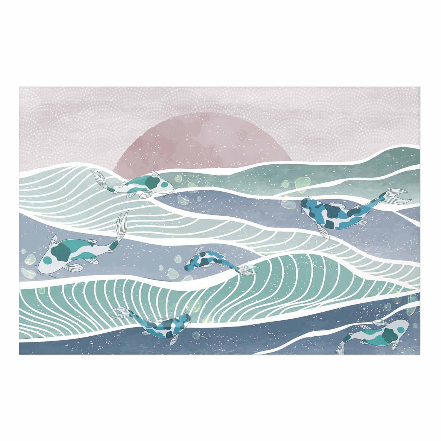 Fish on Ocean Waves Poster