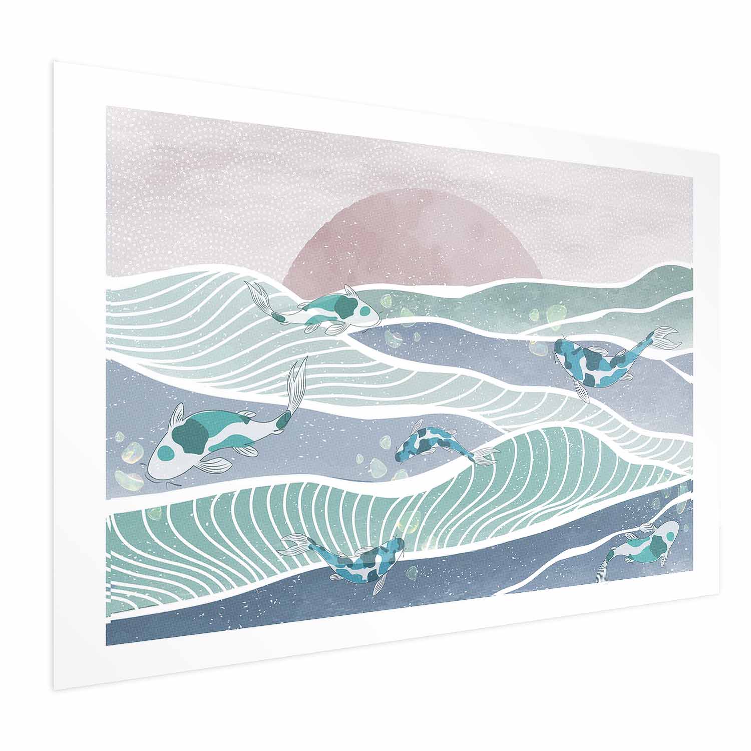 Fish on Ocean Waves Poster