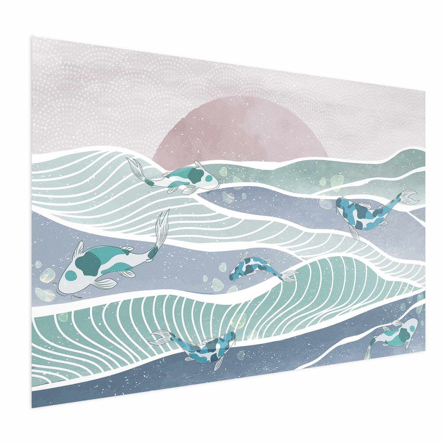 Fish on Ocean Waves Poster