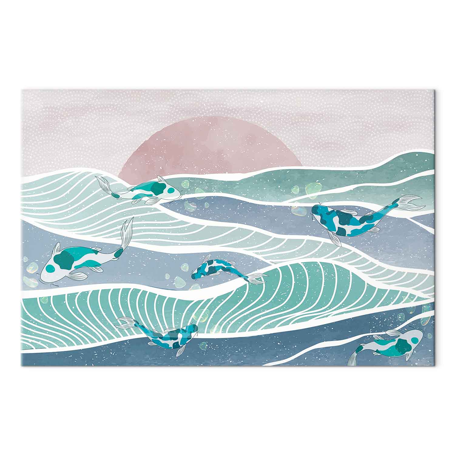 Japanese Fish Waves Canvas Print