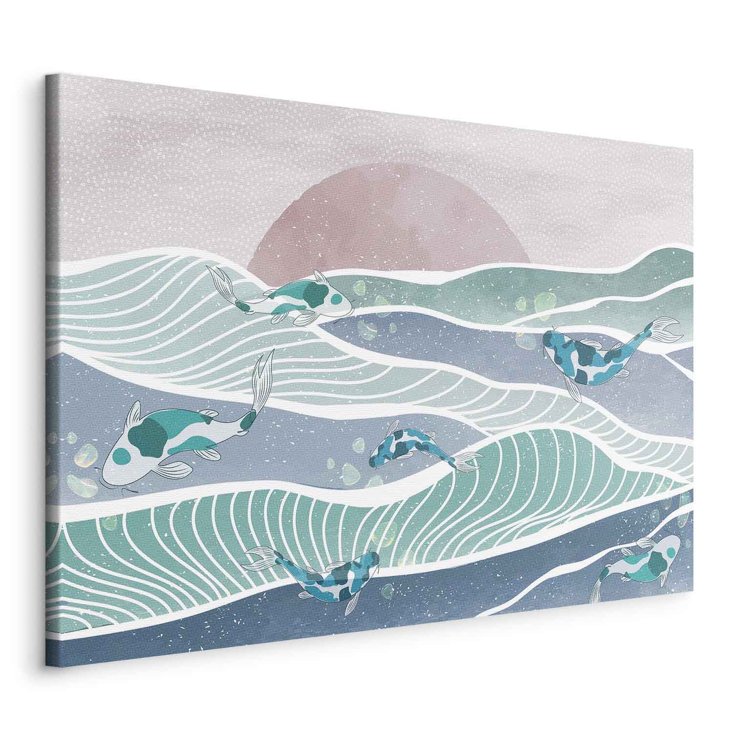 Japanese Fish Waves Canvas Print