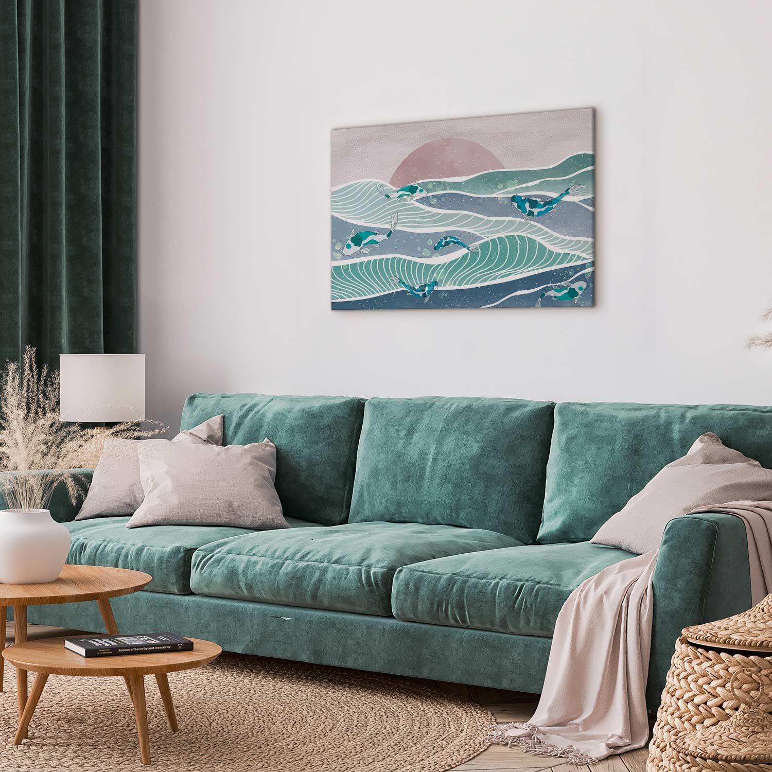 Japanese Fish Waves Canvas Print