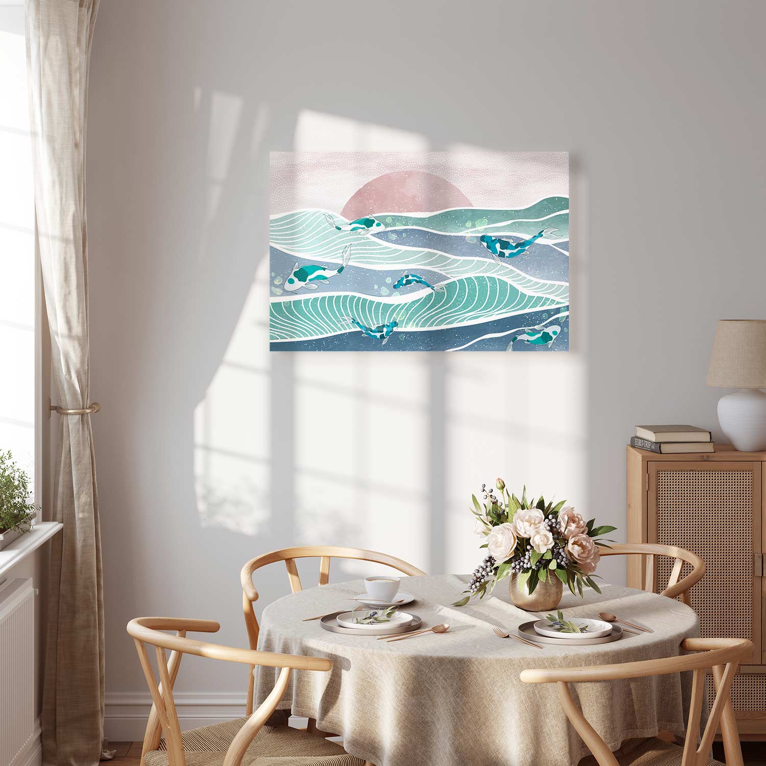 Japanese Fish Waves Canvas Print