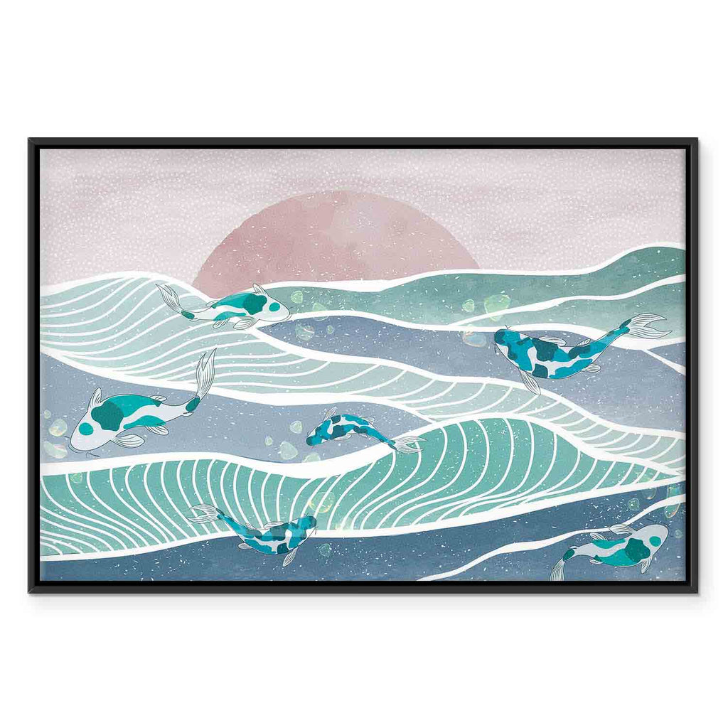 Japanese Fish Waves Canvas Print
