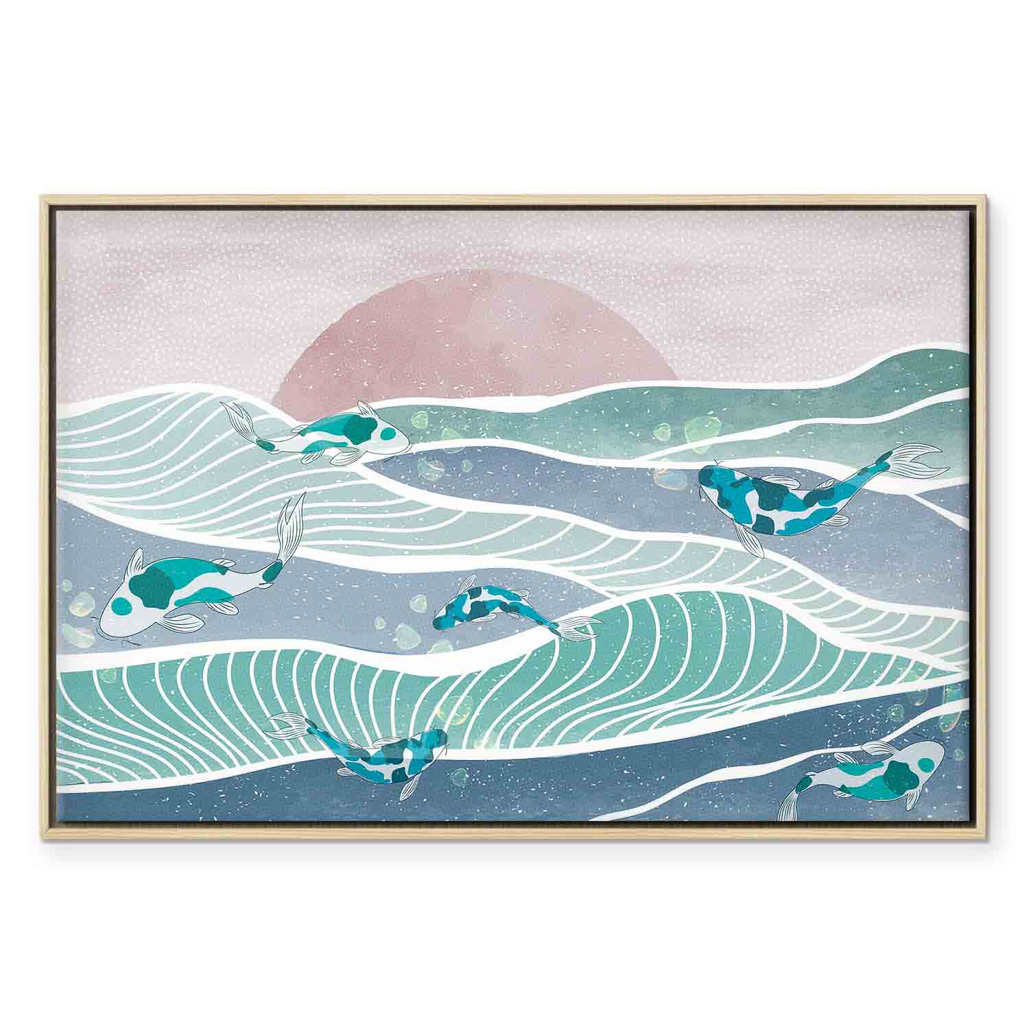 Japanese Fish Waves Canvas Print